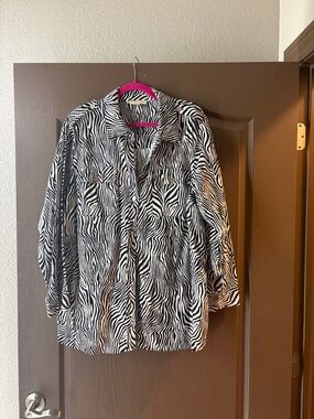 Michael Kors Zebra Print Shirt Jacket - Black & White